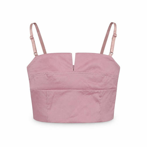 Miss Selfridge Women Pink UK 8 Cropped Satin Camisole Adjustable Strap Top