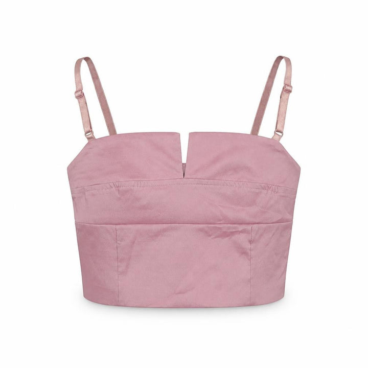 Miss Selfridge Women Pink UK 8 Cropped Satin Camisole Adjustable Strap Top