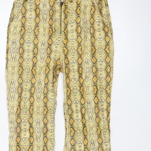 ASOS Women’s Yellow Snake Print Flared Trousers UK 6 High Rise