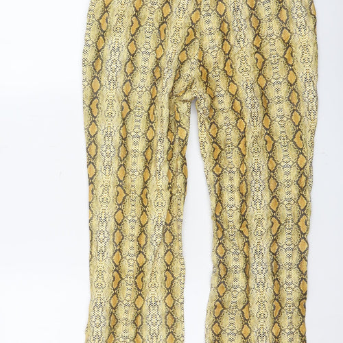 ASOS Women’s Yellow Snake Print Flared Trousers UK 6 High Rise