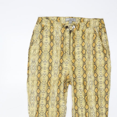 ASOS Women’s Yellow Snake Print Flared Trousers UK 6 High Rise