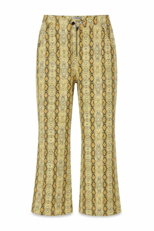 ASOS Women’s Yellow Snake Print Flared Trousers UK 6 High Rise