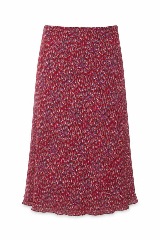 Pennyplain Women Red Floral A-Line Long Skirt UK 16 Petite Lined