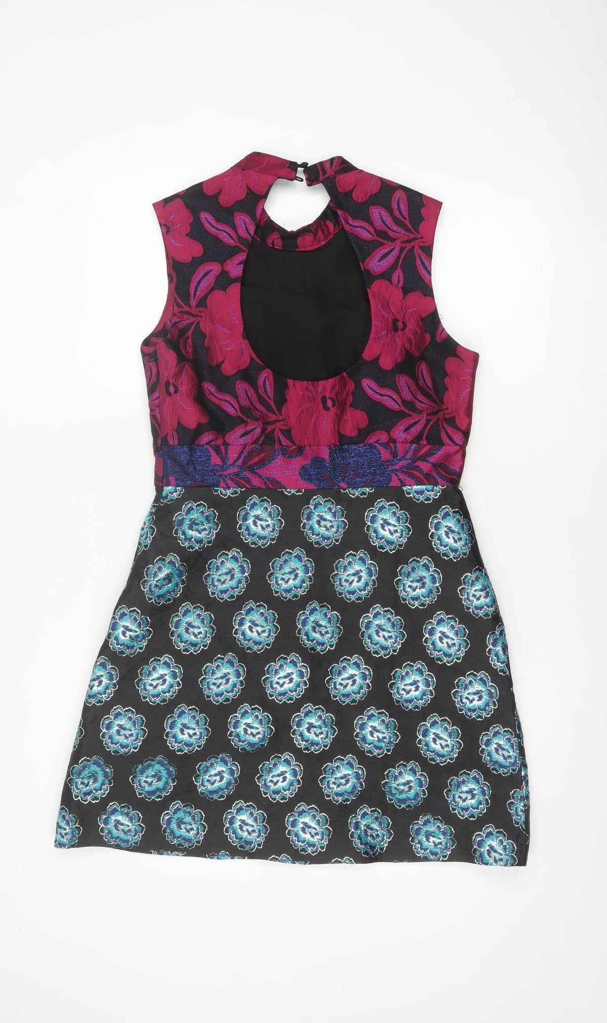 ASOS Women Black Floral A-Line Halter Party Dress UK 10
