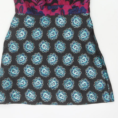 ASOS Women Black Floral A-Line Halter Party Dress UK 10