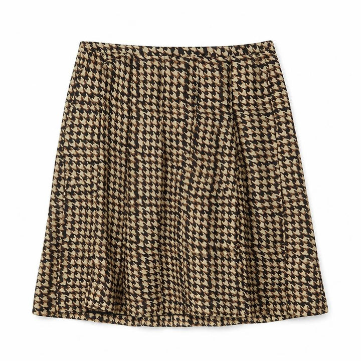 Jaeger Women Brown UK 14 Houndstooth A-Line Knee Length Skirt