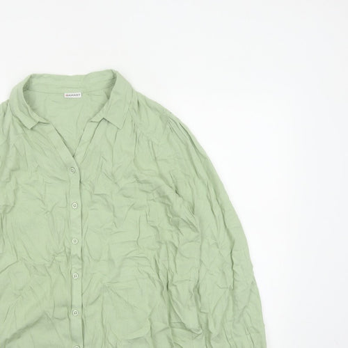 Damart Women Green UK 16 Basic Collared Button-Up Long Sleeve Blouse
