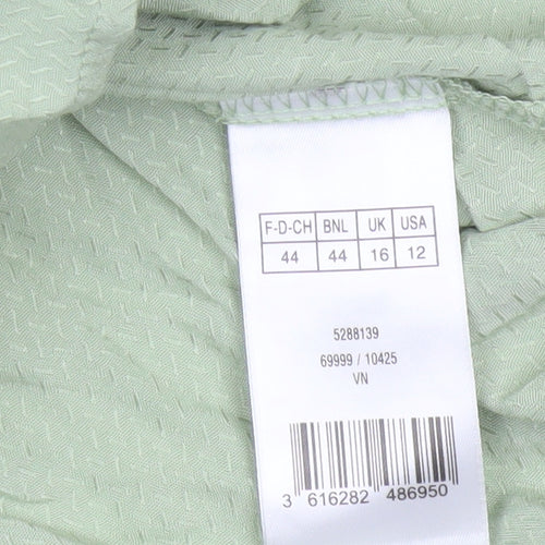 Damart Women Green UK 16 Basic Collared Button-Up Long Sleeve Blouse