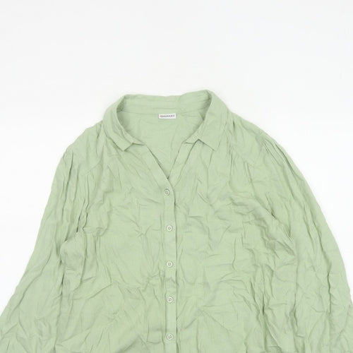 Damart Women Green UK 16 Basic Collared Button-Up Long Sleeve Blouse
