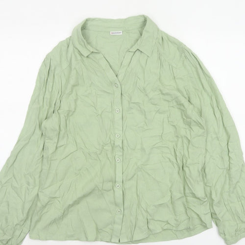 Damart Women Green UK 16 Basic Collared Button-Up Long Sleeve Blouse