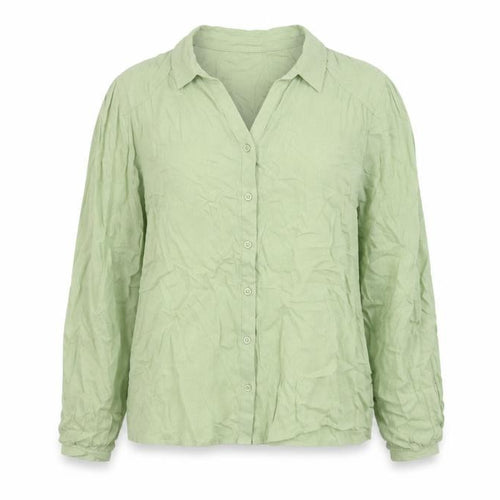 Damart Women Green UK 16 Basic Collared Button-Up Long Sleeve Blouse
