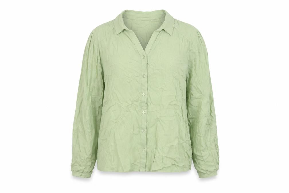 Damart Women Green UK 16 Basic Collared Button-Up Long Sleeve Blouse