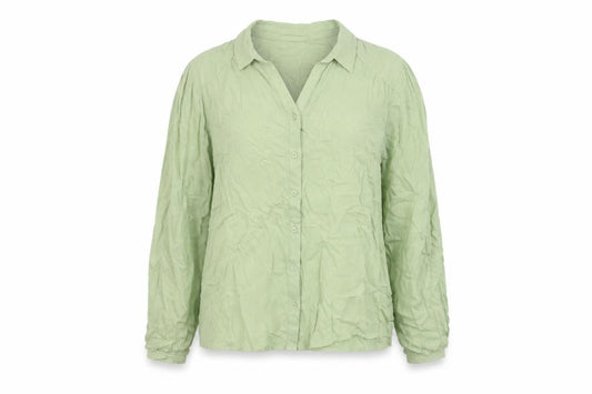 Damart Women Green UK 16 Basic Collared Button-Up Long Sleeve Blouse