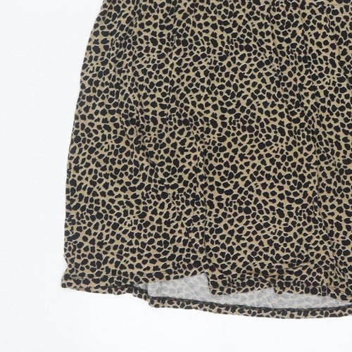 Wednesday's Girl Women Beige Leopard Print S Fit & Flare Knee Dress