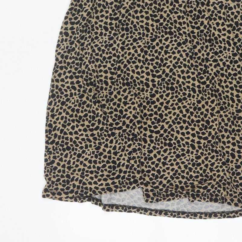 Wednesday's Girl Women Beige Leopard Print S Fit & Flare Knee Dress