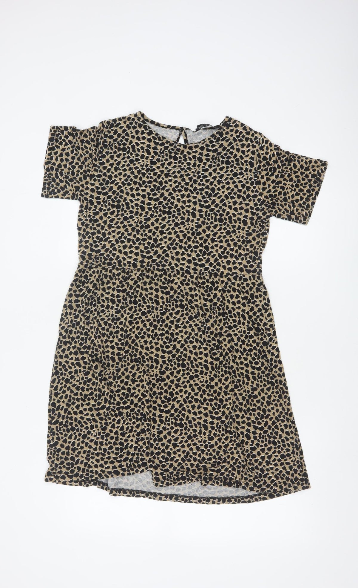 Wednesday's Girl Women Beige Leopard Print S Fit & Flare Knee Dress