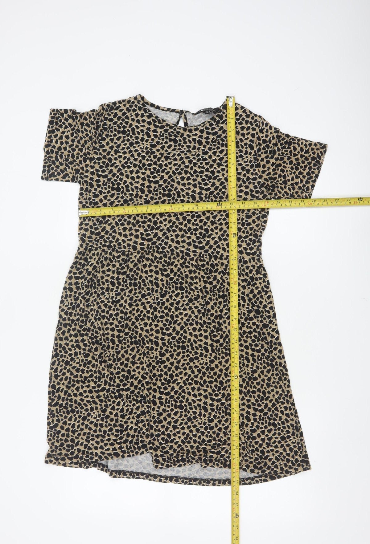 Wednesday's Girl Women Beige Leopard Print S Fit & Flare Knee Dress