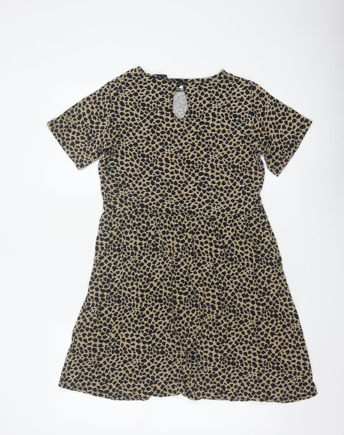 Wednesday's Girl Women Beige Leopard Print S Fit & Flare Knee Dress