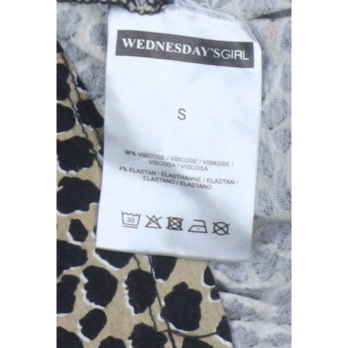 Wednesday's Girl Women Beige Leopard Print S Fit & Flare Knee Dress