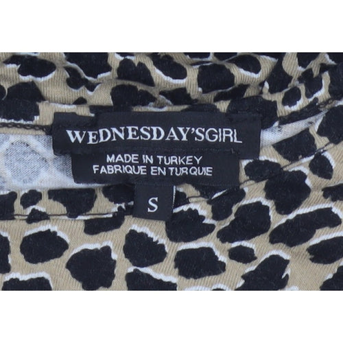 Wednesday's Girl Women Beige Leopard Print S Fit & Flare Knee Dress