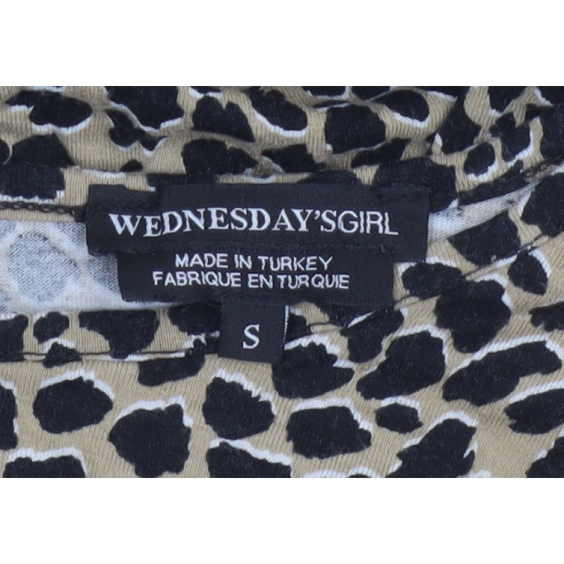 Wednesday's Girl Women Beige Leopard Print S Fit & Flare Knee Dress