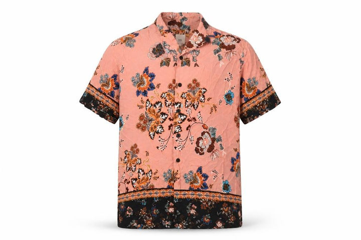 River Island Men’s Pink S Floral Viscose Short Sleeve Button-Up Shirt
