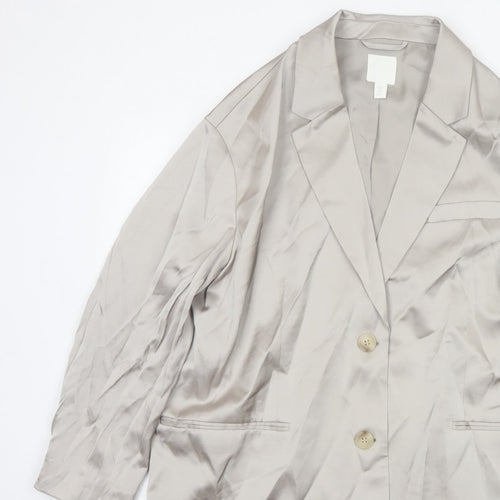 H&M Women’s Beige Size M UK 12 Long Single-Breasted Blazer