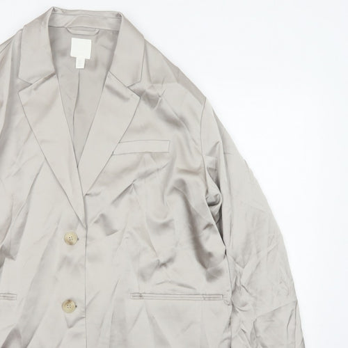 H&M Women’s Beige Size M UK 12 Long Single-Breasted Blazer