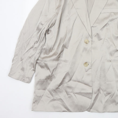 H&M Women’s Beige Size M UK 12 Long Single-Breasted Blazer