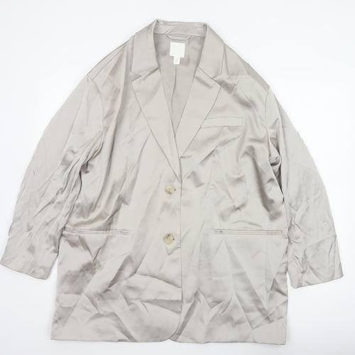 H&M Women’s Beige Size M UK 12 Long Single-Breasted Blazer