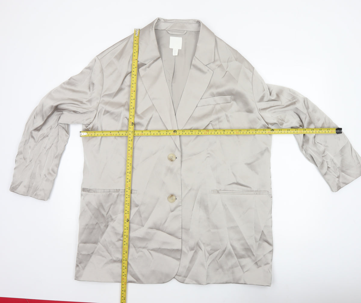 H&M Women’s Beige Size M UK 12 Long Single-Breasted Blazer