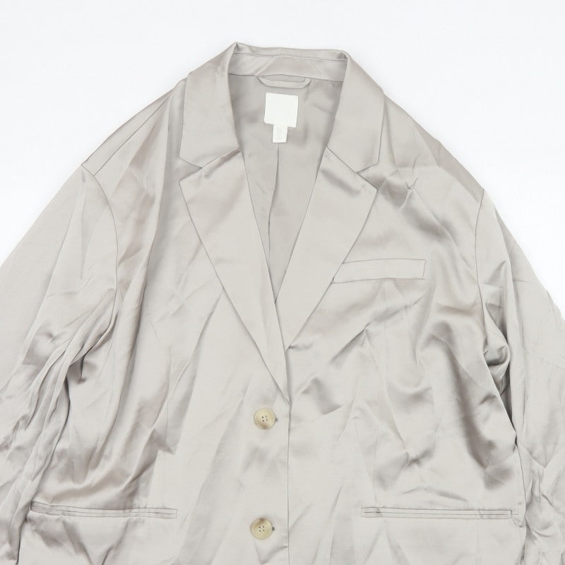 H&M Women’s Beige Size M UK 12 Long Single-Breasted Blazer