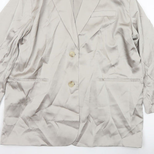 H&M Women’s Beige Size M UK 12 Long Single-Breasted Blazer