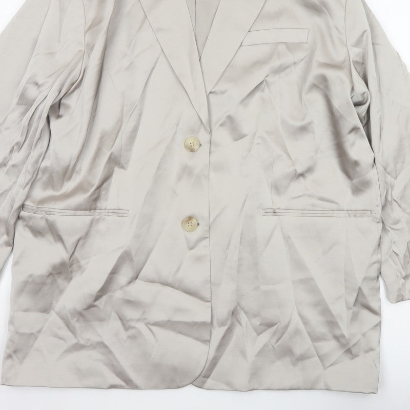H&M Women’s Beige Size M UK 12 Long Single-Breasted Blazer