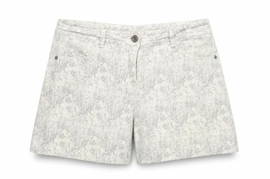 Next Denim Women’s Ivory Floral Print Stretch Shorts UK 12