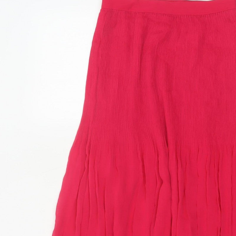 Marks and Spencer Women Pink UK 6 Long Pleated Flare Chiffon Skirt