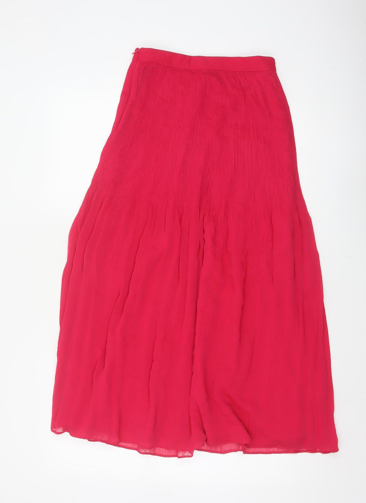 Marks and Spencer Women Pink UK 6 Long Pleated Flare Chiffon Skirt