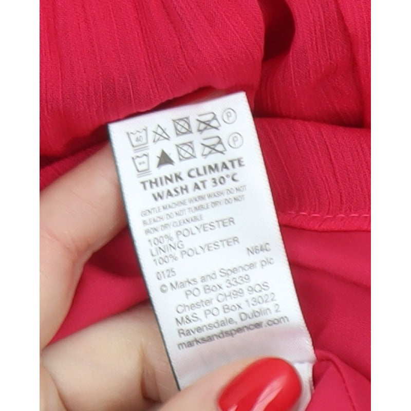 Marks and Spencer Women Pink UK 6 Long Pleated Flare Chiffon Skirt