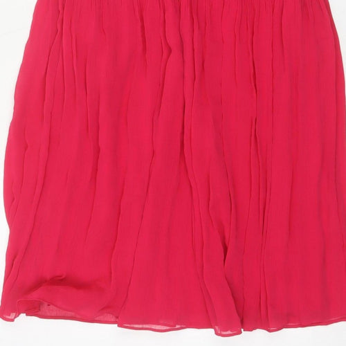Marks and Spencer Women Pink UK 6 Long Pleated Flare Chiffon Skirt