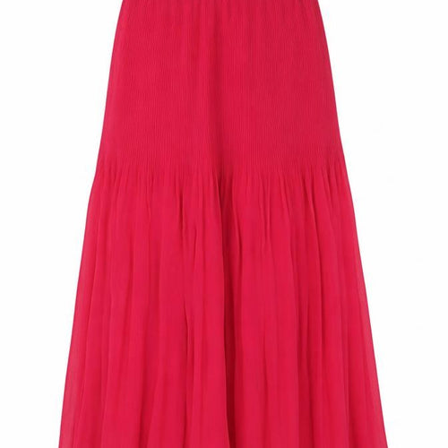 Marks and Spencer Women Pink UK 6 Long Pleated Flare Chiffon Skirt