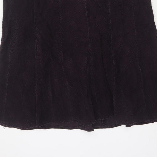 Essence Women Black Cotton Herringbone Flare Midi Skirt UK 16