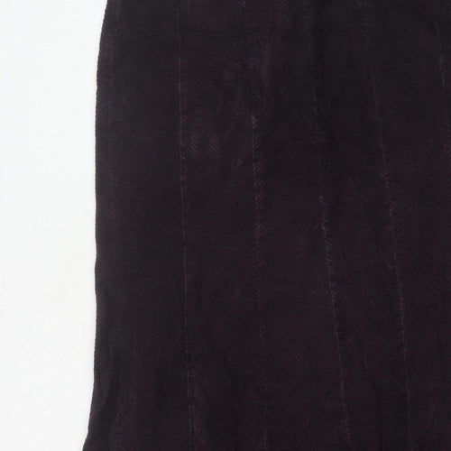 Essence Women Black Cotton Herringbone Flare Midi Skirt UK 16