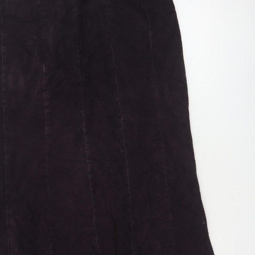 Essence Women Black Cotton Herringbone Flare Midi Skirt UK 16