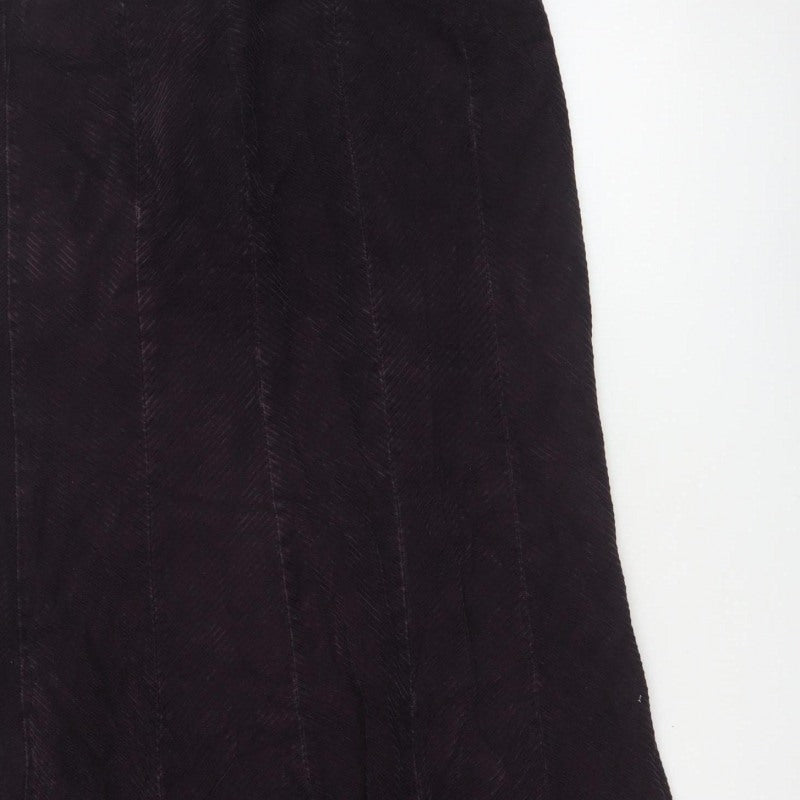 Essence Women Black Cotton Herringbone Flare Midi Skirt UK 16