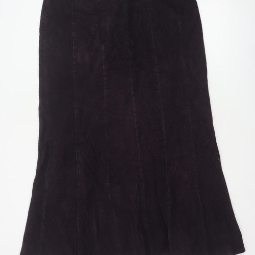 Essence Women Black Cotton Herringbone Flare Midi Skirt UK 16