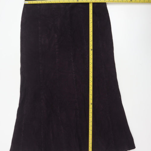 Essence Women Black Cotton Herringbone Flare Midi Skirt UK 16