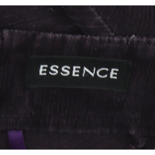 Essence Women Black Cotton Herringbone Flare Midi Skirt UK 16