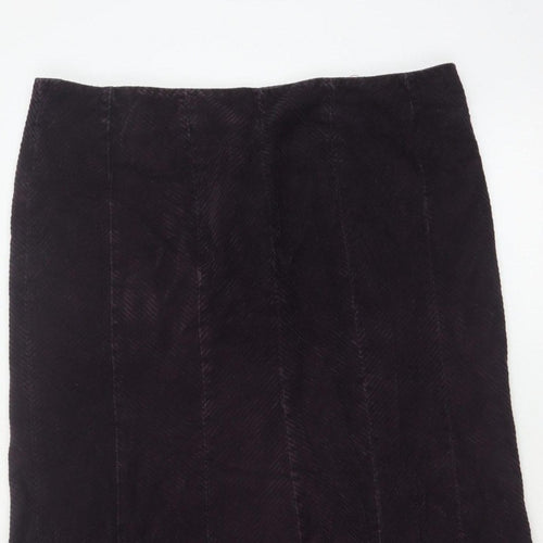Essence Women Black Cotton Herringbone Flare Midi Skirt UK 16