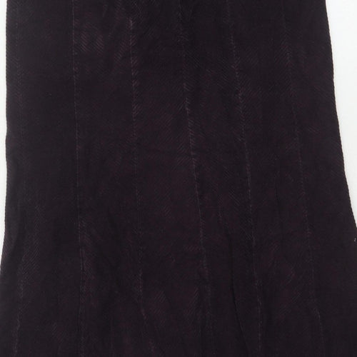 Essence Women Black Cotton Herringbone Flare Midi Skirt UK 16