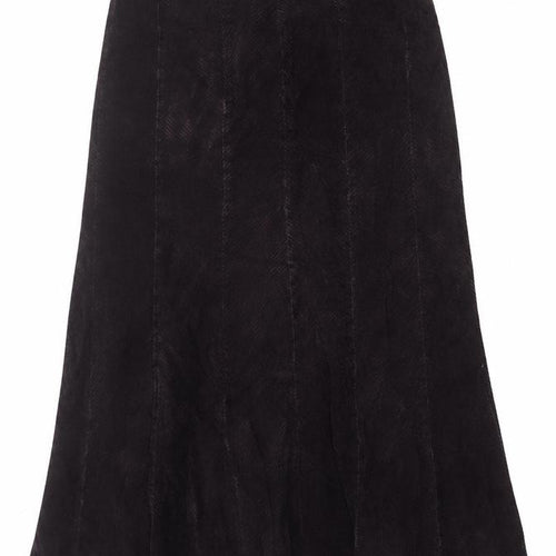 Essence Women Black Cotton Herringbone Flare Midi Skirt UK 16